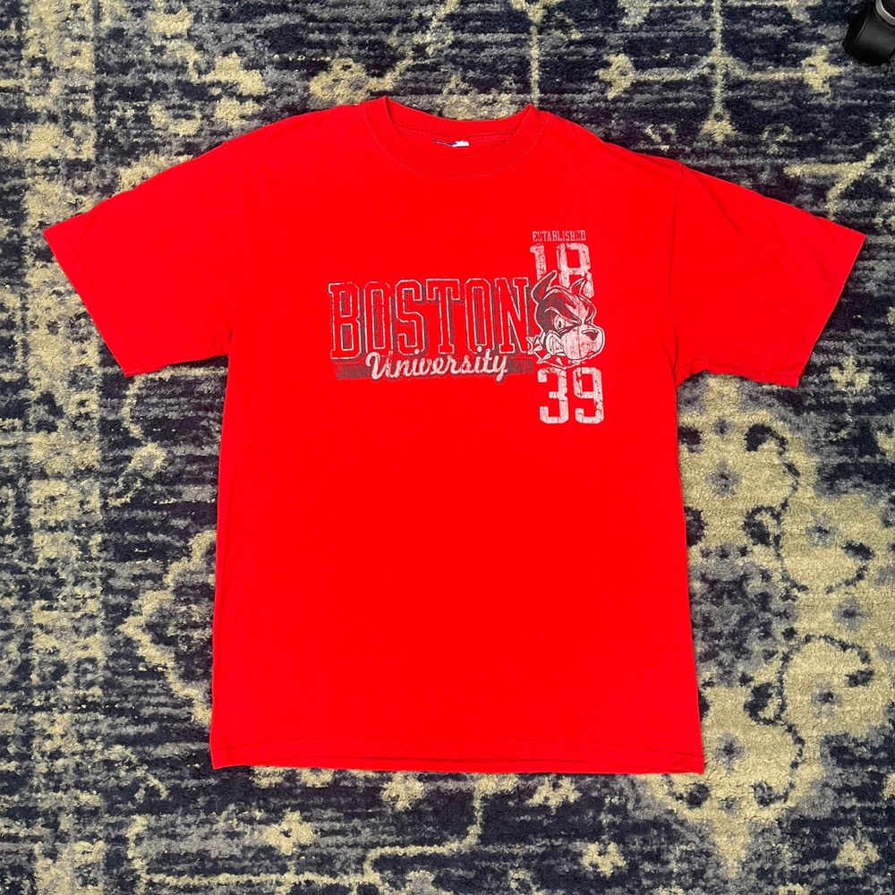 Champion Boston University BU Terriers Red Graphic T-Shirt Mens Large L SU-337